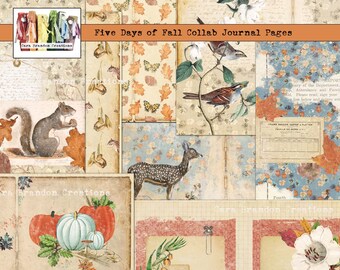 Fall Junk Journal Kit, Printable Autumn Pages (Digital Download)
