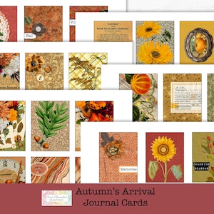 Herfstaankomstdagboekkaartenset, herfstjunkjournaalkit, afdrukbare journaalset, kortstondige herfst