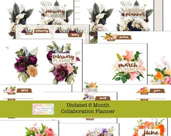 Undated Planner Bundle, January-June, Weekly Monthly Printable (Digital Download)