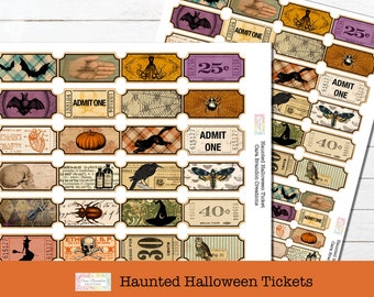 Halloween Ticket Ephemera, Junk Journal Kit (Digital Download)