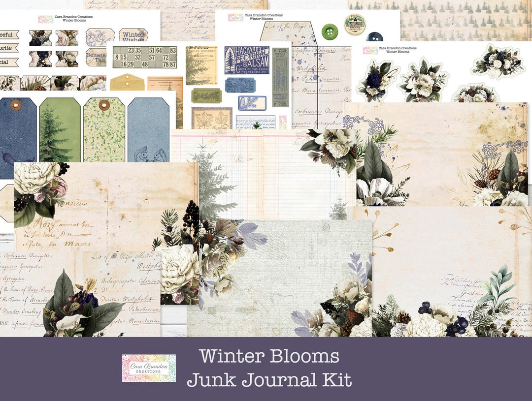 Winter Blooms Junk Journal Kit, Floral Ephemera (digital Download) - Etsy