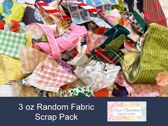 Random Fabric Scrap Pack, 3 Oz of Random Size Fabric Scraps, Small Scrap  Pieces, Perfect for Crafts and Collage and Junk Journals 