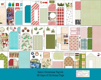 Retro Christmas Tag Kit - 25 Days of Christmas Junk Journal (Digital Download)