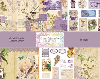 Lavender & Lace Junk Journal Kit, Purple Ephemera (Digital Download)