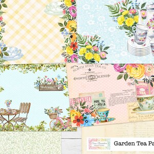 Tea Party Junk Journal Kit, Garden Tea Party Digital Junk Journal Kit with Bright florals, Garden aesthetic