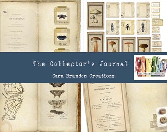 Schmetterling Pilz Junk Journal Kit, Vintage Ephemera (Digitaler Download)