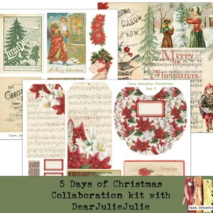 Christmas Mini Junk Journal Kit, Rustic Christmas Junk Journal Kit, 5 Days of Christmas Collaboration Kit
