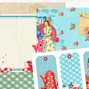 Kit de diário lixo de verão, piquenique retrô para impressão, páginas de piquenique dos anos 1950, suprimento de scrapbooking vintage, pacote de coisas efêmeras digitais, diário de verão DIY