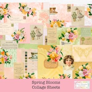Spring Journal Printable, Printable Collage Pages, Digital Spring Collage Pages