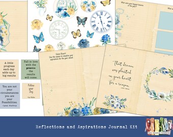 Reflections and Aspirations Junk Journal Kit, Goal Setting (Printable PDF and JPG)