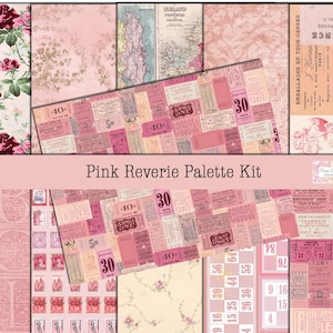 Junk Journal, Pink Palette Papers, bedruckbar, Tim Holtz inspiriert Paletten Papiere Scrapbook, Digital Kit, Cara Brandon Creations, Herunterladen