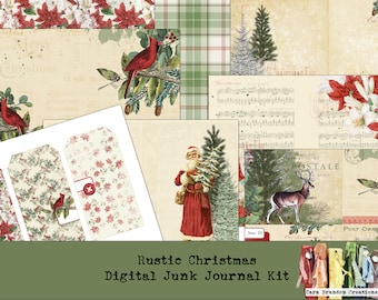 Rustic Christmas Junk Journal Kit, December Daily (Digital Download)