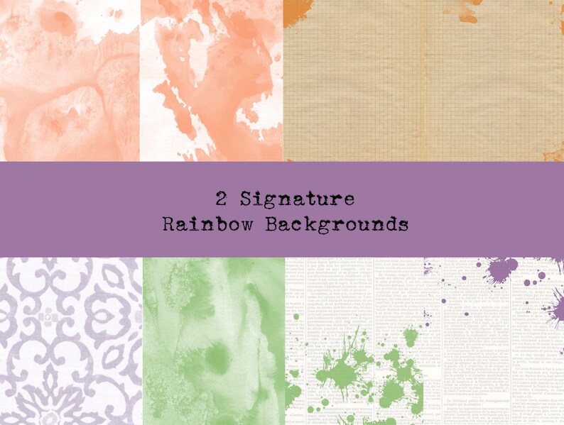 Signature Background Pattern Rainbow Journal Backgrounds, Digital Scrapbook Paper (digital Download ...