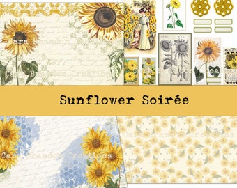 Kit de journal indésirable tournesol, fleurs éphémères (téléchargement numérique)