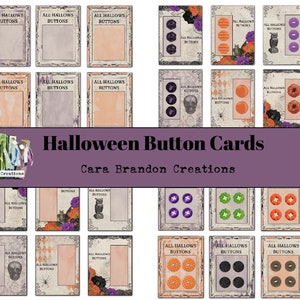 Halloween-knopkaarten, Halloween-knopkaart Junk Journal Kit, knopkaart Junk Journal Kit, afdrukbare knopkaarten