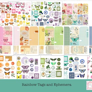 Rainbow Layer Tags en colores fríos y cálidos, Rainbow color efímero