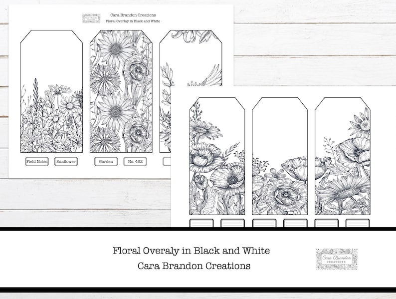 Black and White Floral Junk Journal Kit (Digital Download) image 6