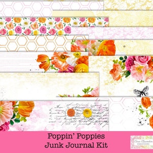 Mohn Junk Journal Kit, Sommer Blumen Junk Journal, Digital Junk Journal Kit, Poppin' Poppies