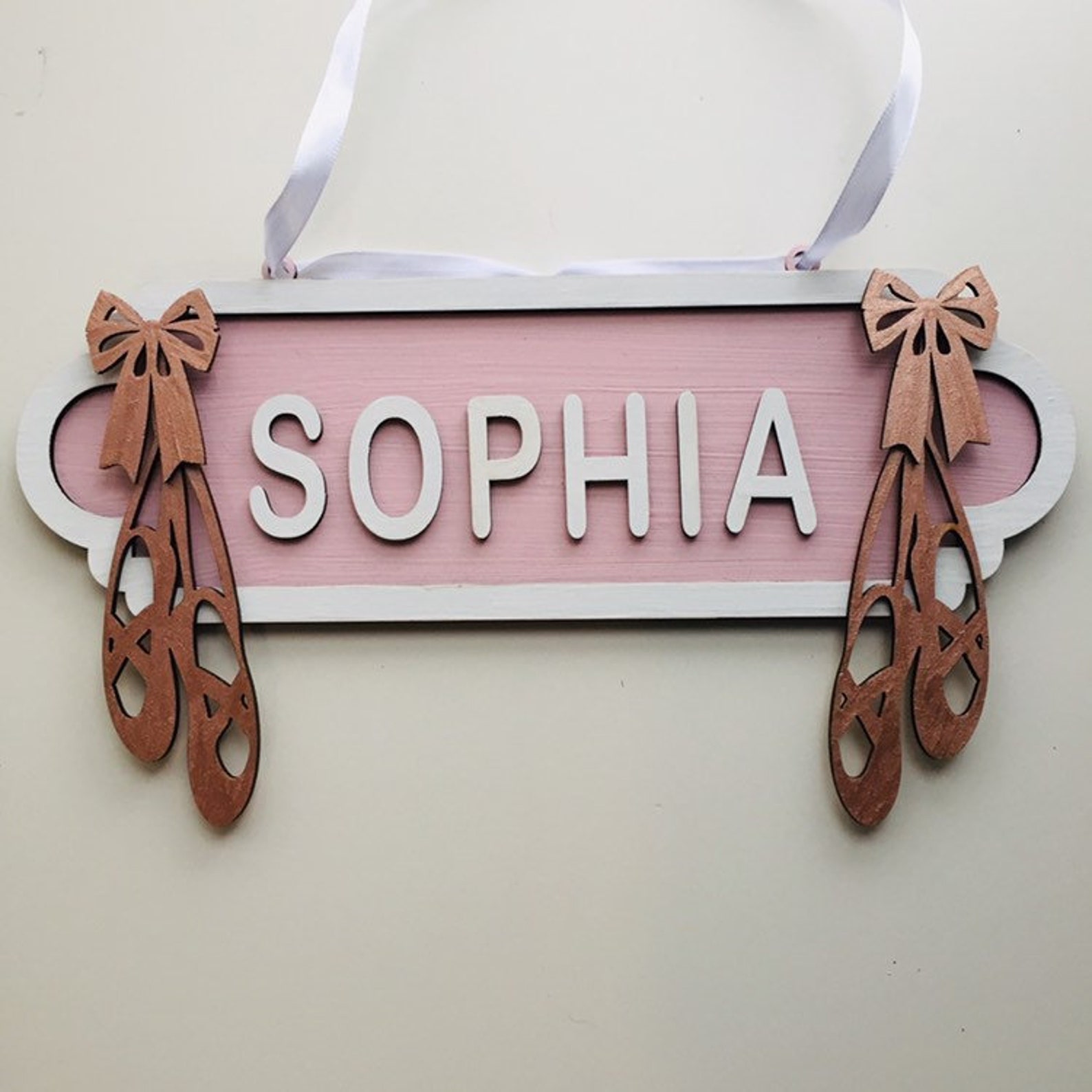 ballet street sign, girls birthday gift, rose gold sign, personalised wooden plaque, new baby present, rosegold decor