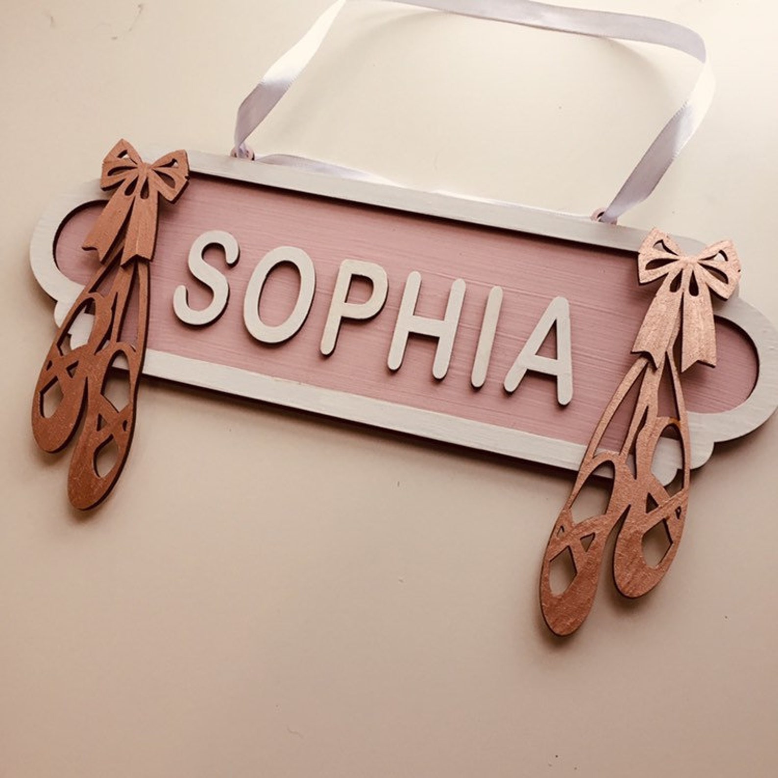 ballet street sign, girls birthday gift, rose gold sign, personalised wooden plaque, new baby present, rosegold decor