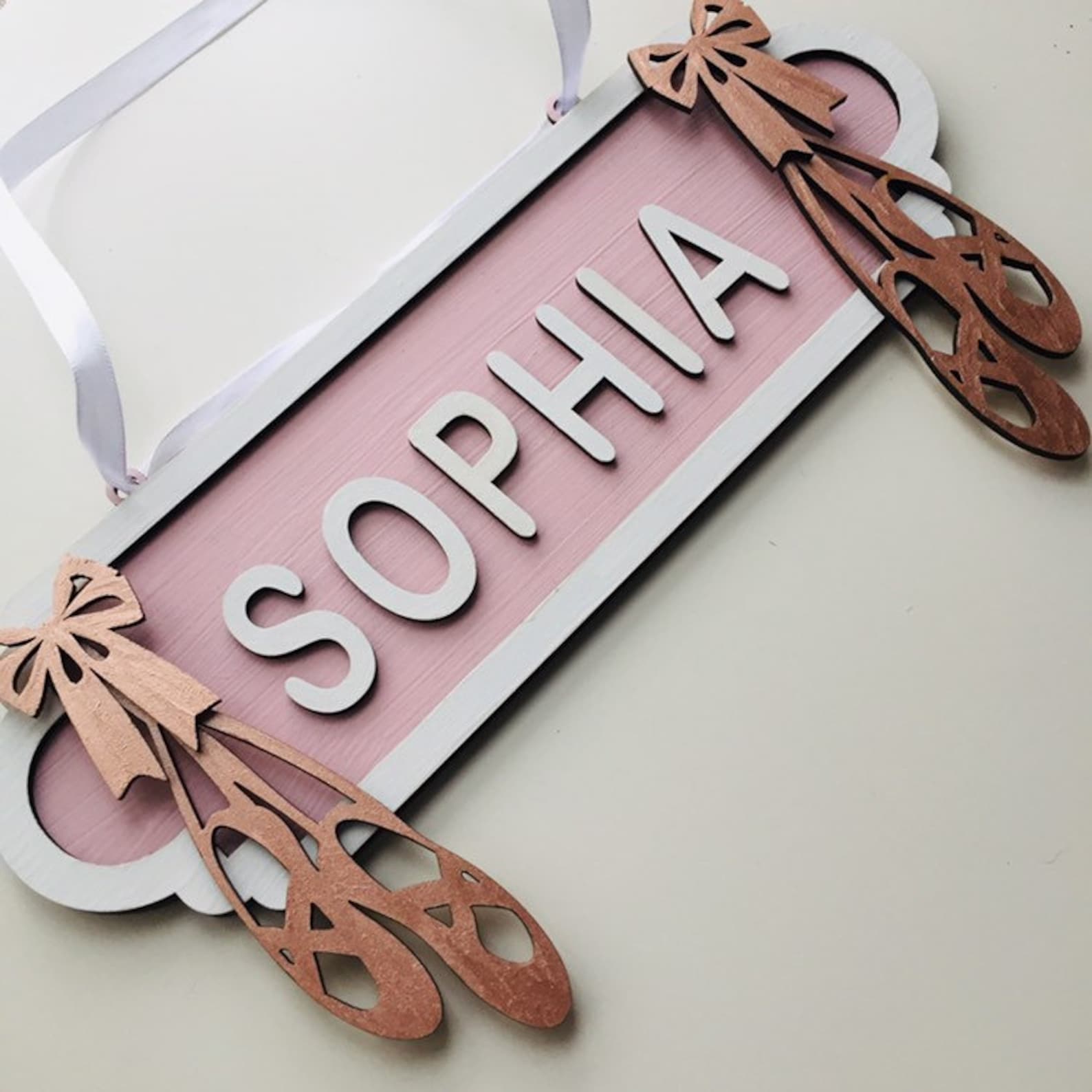 ballet street sign, girls birthday gift, rose gold sign, personalised wooden plaque, new baby present, rosegold decor