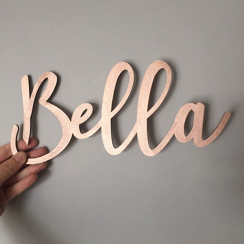 Personalised Script Name Wall Plaque Wooden Name Rose Gold Etsy