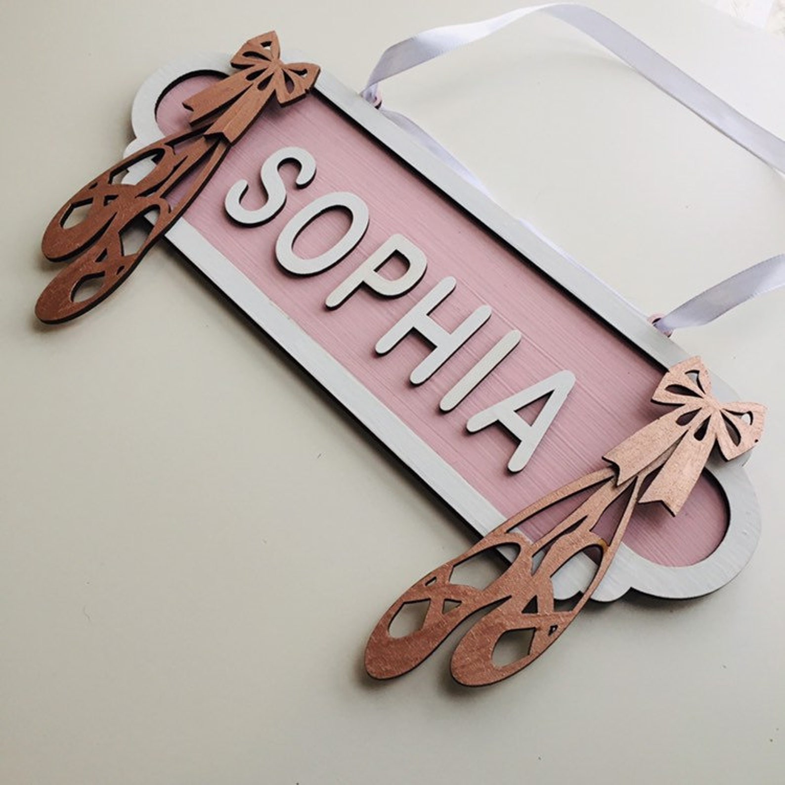 ballet street sign, girls birthday gift, rose gold sign, personalised wooden plaque, new baby present, rosegold decor