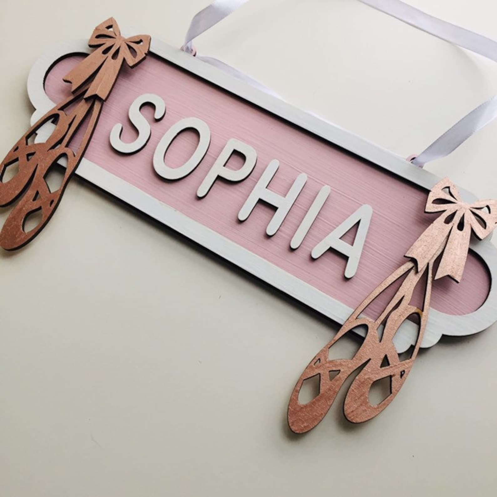 ballet street sign, girls birthday gift, rose gold sign, personalised wooden plaque, new baby present, rosegold decor