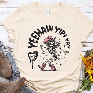 Western Halloween Tee, Skeleton Cowgirl, Spooky Rodeo Shirt
