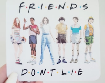 Friends Don’t Lie Sticker | Stranger Things Inspired Decal | Waterproof Vinyl | Laptop Water Bottle Gift