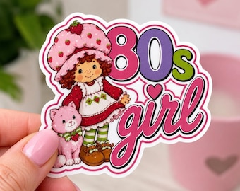 Strawberry Shortcake Sticker | 80s Retro Cartoon Vinyl Decal | Waterproof Nostalgia Gift | Laptop Water Bottle