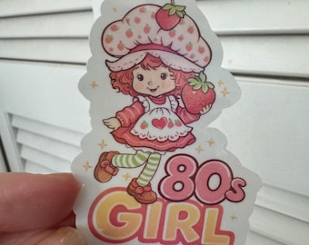 Strawberry Shortcake, 80s Girl, Retro Sticker, Waterproof