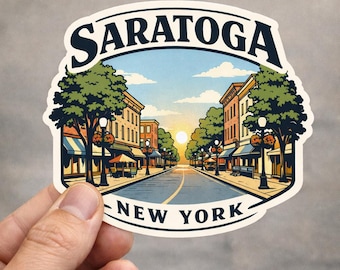 Saratoga Springs NY Vintage Travel Sticker | Waterproof Vinyl Decal