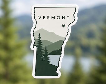 Vermont Sticker | Minimalist Vermont Decal | Green Mountain State Vinyl Sticker | Hiking Gift | Laptop Water Bottle Car Sticker