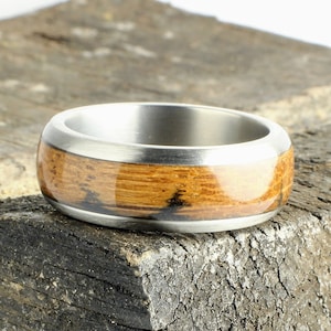 Hand Made Whiskey Barrel Wood Ring Titanium Core, Channel Ring, Whiskey Barrel Ring, Men&#39;s wedding Band, Mens Titanium Wedding Band