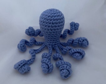 Octopus Catnip Toy, Crochet Blue Plush Tentacle Cat Toy