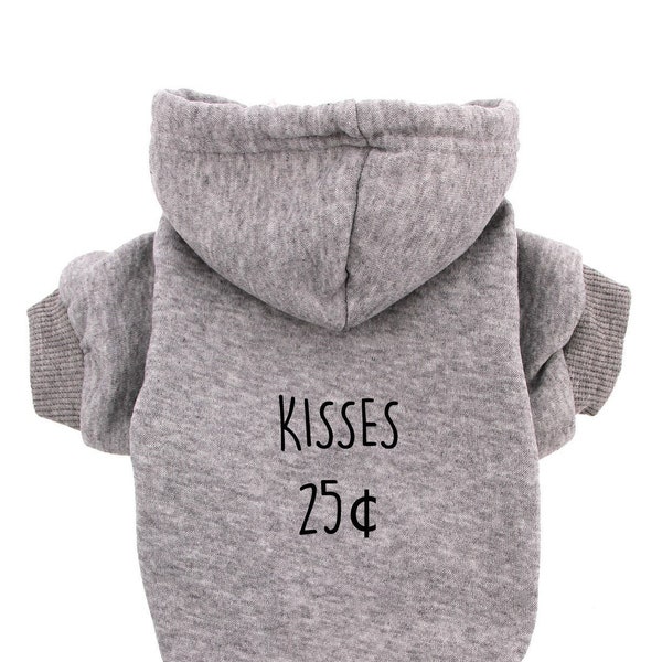 Kisses 25 Cents Valentine's Day Dog Hoodie Valentines Dog Clothes Pet Tops Dog Hoodie Valetines Day for Dog Festive Shirts for Dog