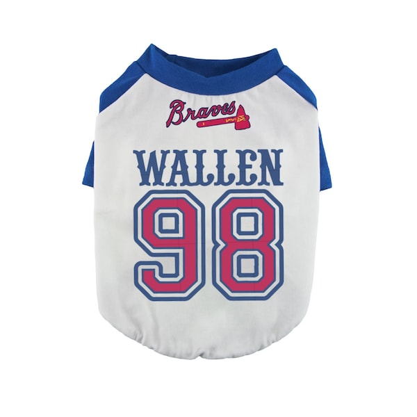 Wallen 98 Dog Baseball Tee Braves 98 Pet Shirt Braves 98 Dog Shirt Wallen 98 Braves Shirt 98 Braves T-Shirt Wallen Country Music Shirt