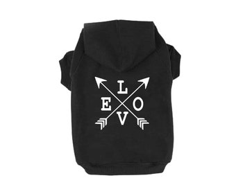 Dog Hoodie Festive Valentine's Day LOVE Arrow Cupid's Bow