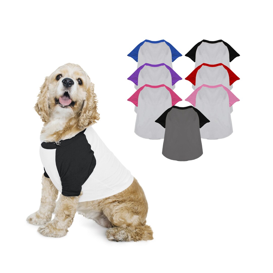 NEW Summer Pet Shirt BLANK Dog Baseball Tee Dog Shirt Raglan Sleeve