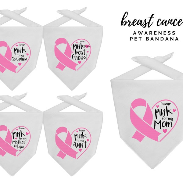 Breast Cancer Dog Bandana Cancer Dog Bandana Breast Cancer Bandana Dog Breast Cancer Bandanas I Wear Pink Breast Cancer Awareness