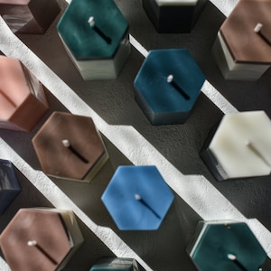 Scented Hexagon Pillar Candle: Handmade Beeswax & Soy Wax