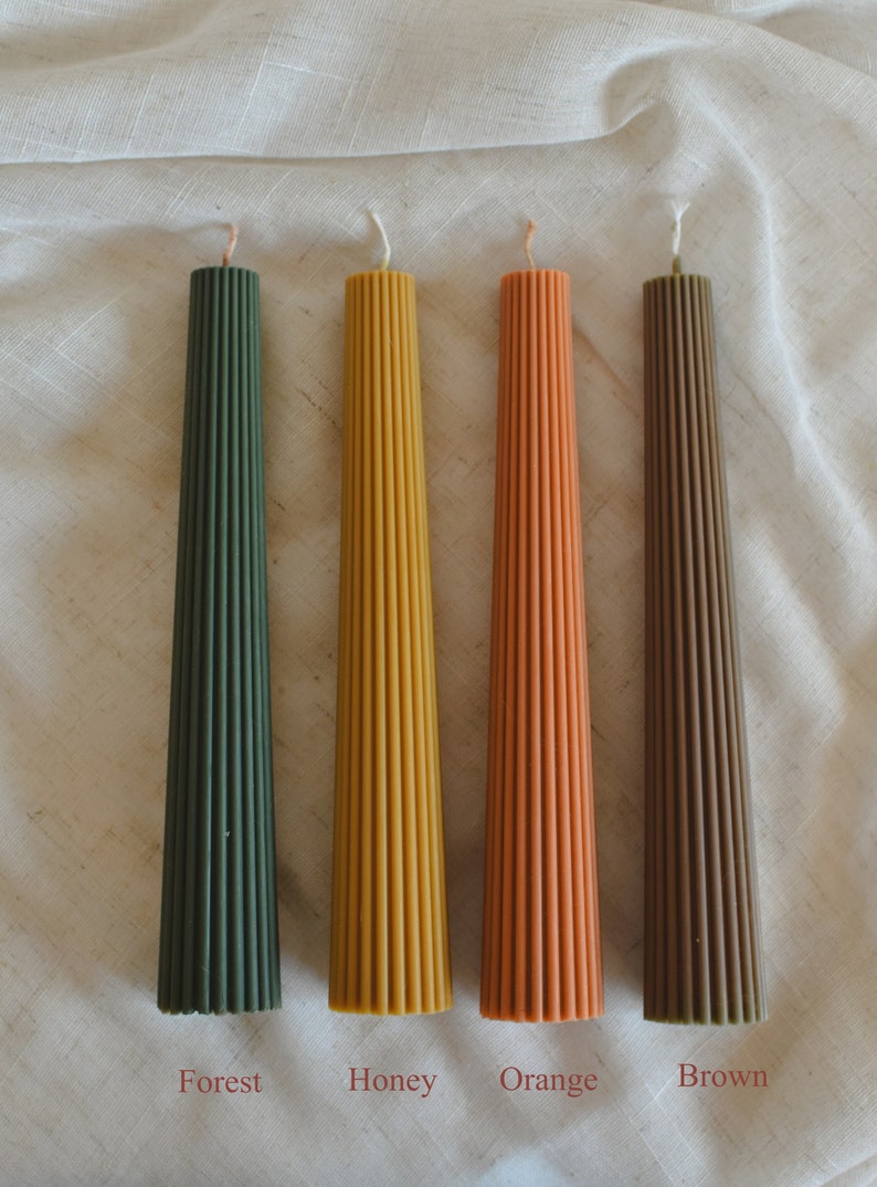 Autumn Pillar Scented Candle, Tapper Candle, Hand Made Candles, Ribbed