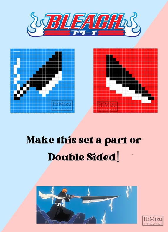 Bleach Ichigo Sword Zangetsu Pixel Crochet Crotchet Coaster