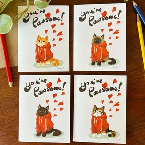 Você é Pawsome! - Dia dos Namorados feito à mão, aniversário, cartão de felicitações, -Impressão artística, presente, cartão de ilustração, gato engraçado, cartão de gato