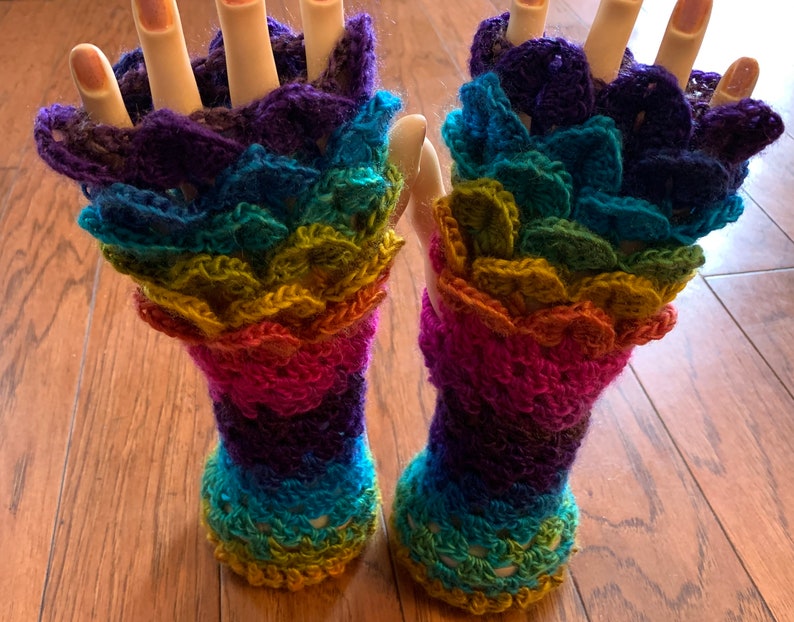 Crocheted dragon scales fingerless gloves arm warmers dragon tears fingerless gloves arm warmers mermaid fingerless gloves arm warmers FG176
