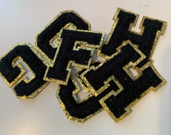Chenille Letters - Self-Adhesive Patches - BLACK