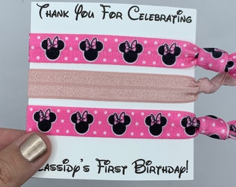 Minnie Mouse Birthday Party Favor - Customized Hair Tie Goody Bag Favors