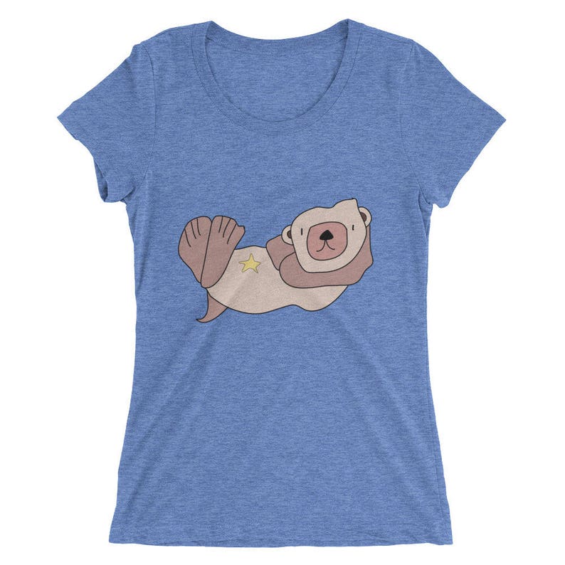 I Love Heart Otters Ladies Fitted T-Shirt