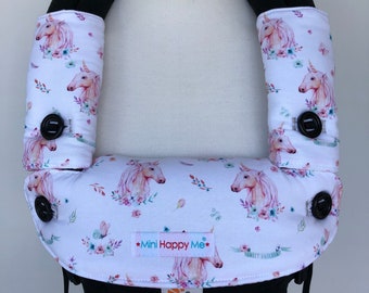 Ergobaby Ergo 360 OMNI Compatible Comfy Teething set - Absorbent Dribble Bib cover and Drool/Suck Pads for Baby Floral Pretty Unicorns